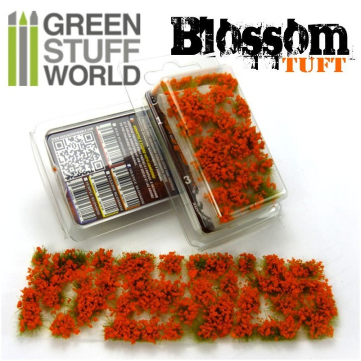 TOUFFES HERBE - Touffes de Fleurs - 6mm - Auto-Adhésif - Fleurs ORANGES