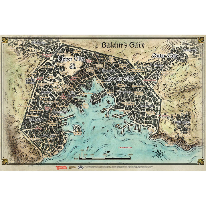 Dungeons - Dragons 5th - Baldur's Gate Game Mat - BOARD GAMES