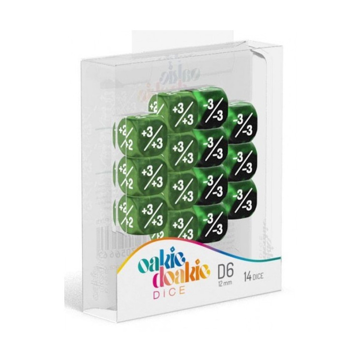 DÉS - MARBLE & GEMIDICE - Oakie Doakie Dice - 14 dés D6 de 12 mm Positive & Negative