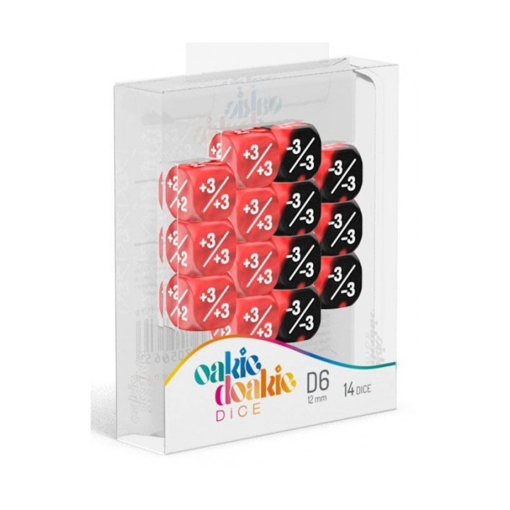 DÉS - MARBLE & GEMIDICE - Oakie Doakie Dice - 14 dés D6 de 12 mm Positive & Negative