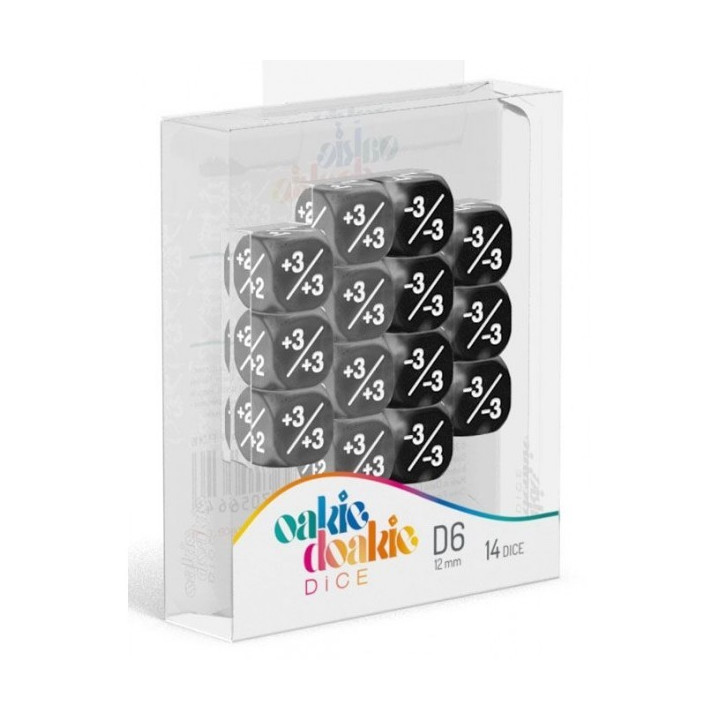 MARBLE - GEMIDICE - Oakie Doakie Dice - 14 D6 dice of 12 mm Positive - Negative - Dice
