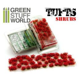 TOUFFES HERBE - Touffes de Buissons - 6mm - Auto-Adhésif - Fleurs ROUGES