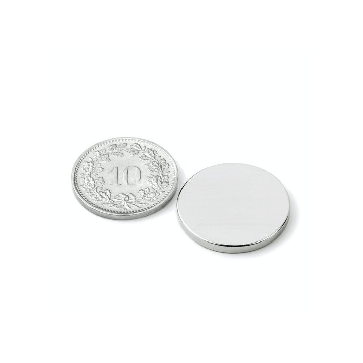Neodym magnetic disk - Ø 20 mm, height 2 mm - MAGNETS