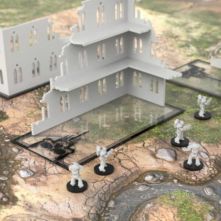 TERRAIN - DÉCORS - Gabarit Ruine avec crânes WTC basiques x10