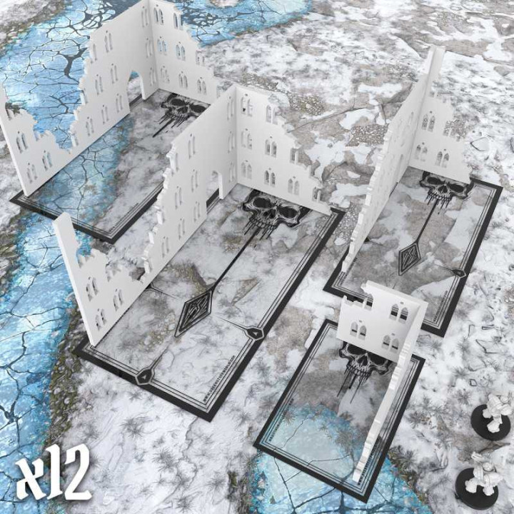 Gabarit Ruine avec crânes pour Wh40k compatibles - TERRAIN - SCENERY