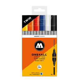 STYLOS - Set de 6 Marqueurs pour Maquettes - One4All Twin - Acrylique - 1,5/4mm - basique 1 - 9.3 cm