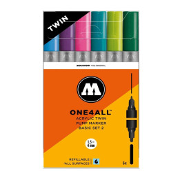 STYLOS - Set de 6 Marqueurs pour Maquettes - One4All Twin - Acrylique - 1,5/4mm - basique 2 - 9.3 cm