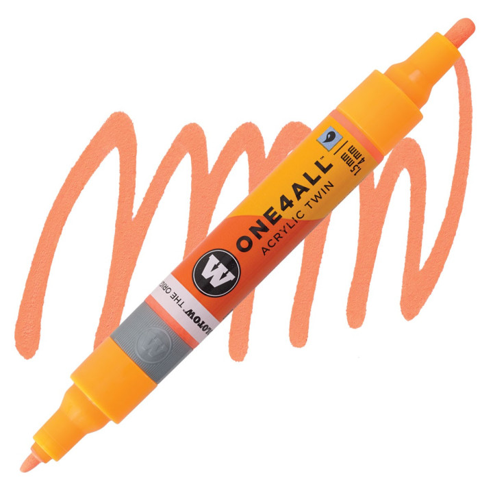Marqueur pour Maquettes - One4All Twin - Acrylique Orange Fluo Phospho. - 1,5/4mm - -218 - 15 cm - PENS