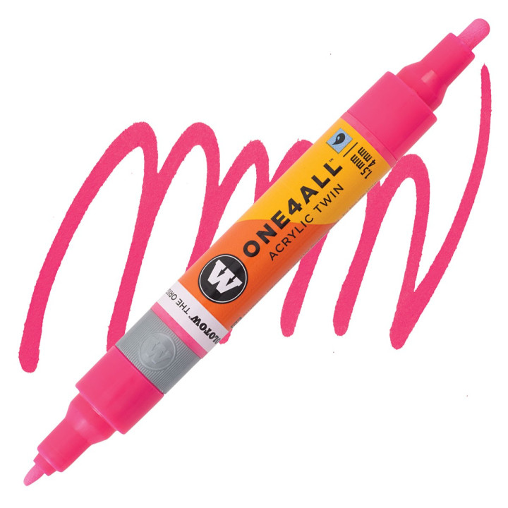Marqueur pour Maquettes - One4All Twin - Acrylique Rose Fluo Phospho. - 1,5/4mm - -217 - 15 cm - PENS