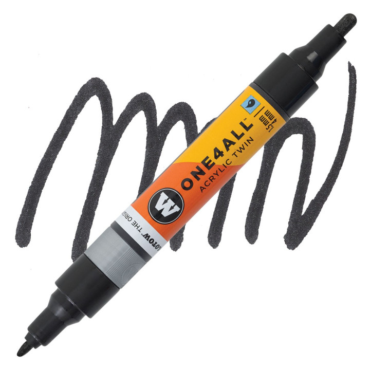STYLOS - Marqueur pour Maquettes - One4All Twin - Acrylique Métalli-Noir - 1,5/4mm - -223 - 15 cm