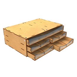 Module de rangement à tiroirs empilable avec 5 tiroirs horizontaux et séparateurs