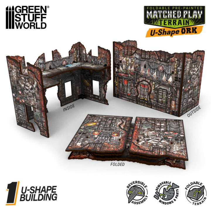 Ruine en forme de U pliable prépeinte Matched Play - Orks