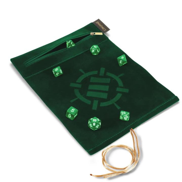 Dice Rolling Mat: Enhance - Roll on a Scroll & Acrylic RPG Dice Set (7)
