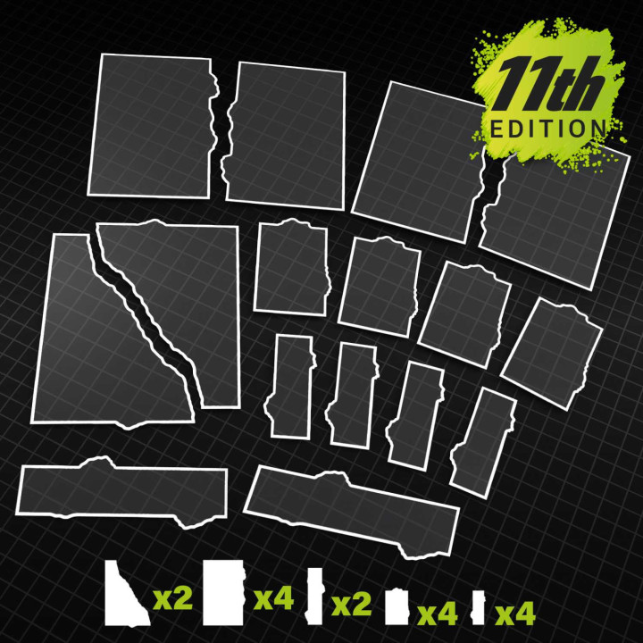 Gabarit Ruine basiques 11e édition pour Wh40k compatibles