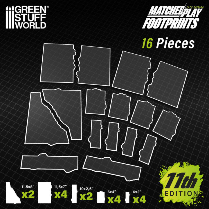 Gabarit Ruine basiques 11e édition pour Wh40k compatibles