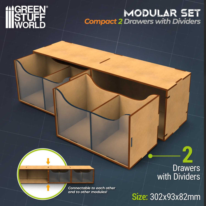 Présentoir horizontal compact avec 2 tiroirs doubles