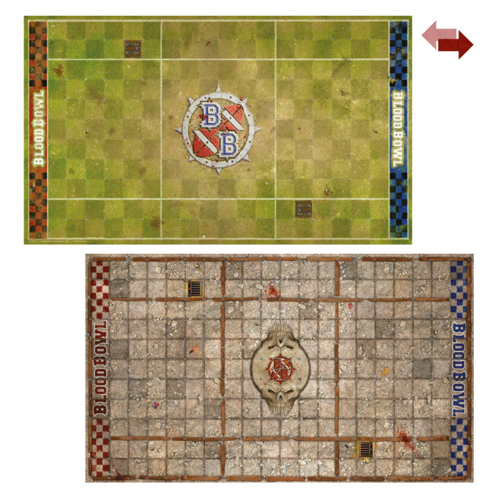 Sevens Pitch: Double-sided Pitch and Dugouts - BLOOD BOWL