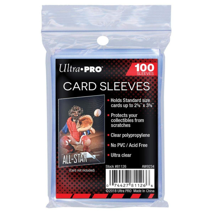 SLEEVES - Ultra-Pro - Standard Sleeves (2-1/2" X 3-1/2") - Regular Soft Card x100