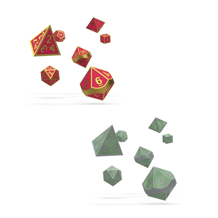 A TRIER - 7 Dice RPG-Set Metal Glow in the Dark