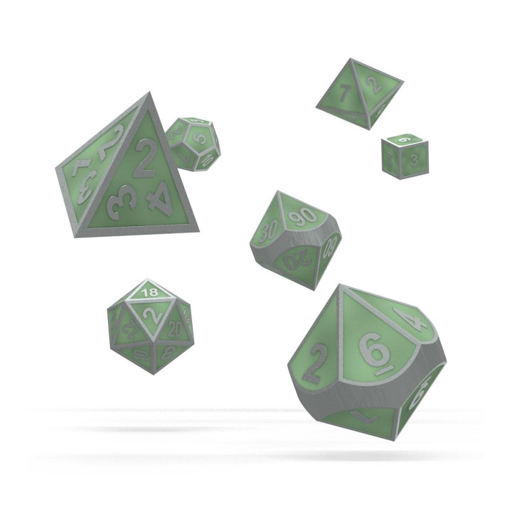 A TRIER - 7 Dice RPG-Set Metal Glow in the Dark