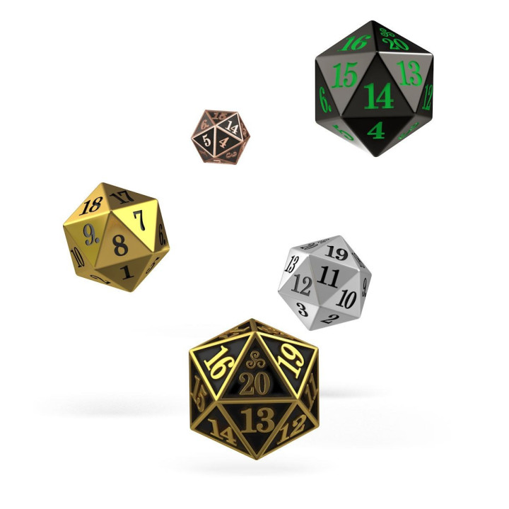 A TRIER - 5 Dice set Spindown D20 Metal
