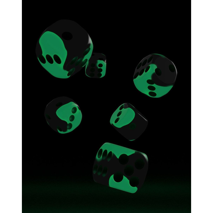 ACCESSOIRES JEUX DE SOCIÉTÉ - Glow in the Dark Oakie Doakie Dice - 12 dés D6 de 16 mm