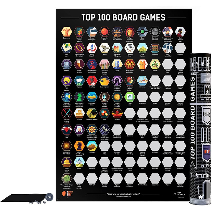 Top 100 Board Games [2021 BGG Edition] Scratch Poster - BOARD GAMES