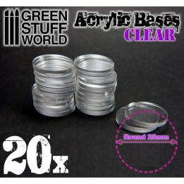 SOCLES FIGURINES - Socles Acrylique Transparent (x20) 25mm