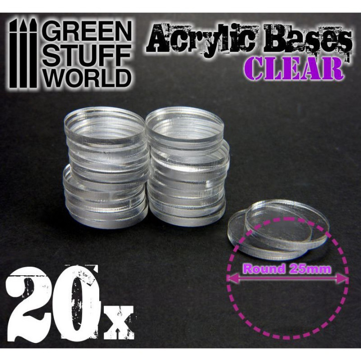 Socles Acrylique Transparent (x20) 25mm - BASI DI FIGURE