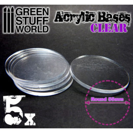 (x5) Acrylic Bases - Round 55 mm CLEAR - BASES FOR MINIATURES