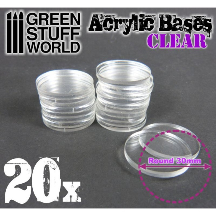 SOCLES FIGURINES - Socles Acrylique Transparent (x20) 32mm