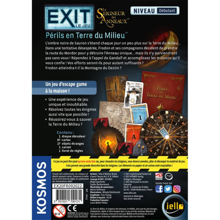 JEUX ESCAPE - Exit : Seigneur des Anneaux - Périls en Terre du Milieu