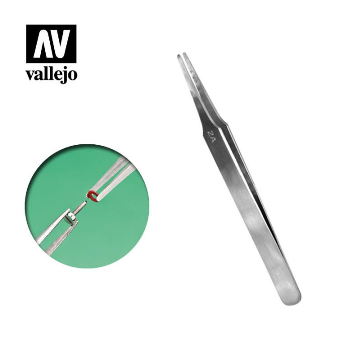 Flat Rounded Stainless Steel Tweezers (120 mm) (T12007) - MODELLING TOOLS + ACCESSORIES