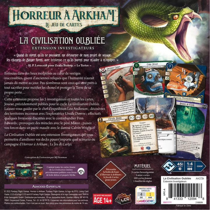 Horreur à Arkham : Le Jeu de Cartes - Civilisation Oubliée (Investigateurs) - CARD GAMES