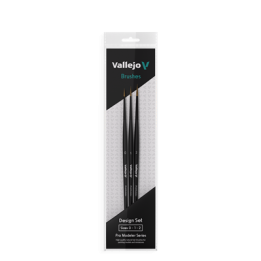 PINCEAUX - Vallejo - Brush Set / Pro Modeler - Design Set - Natural Hair (Sizes 0, 1 & 2)