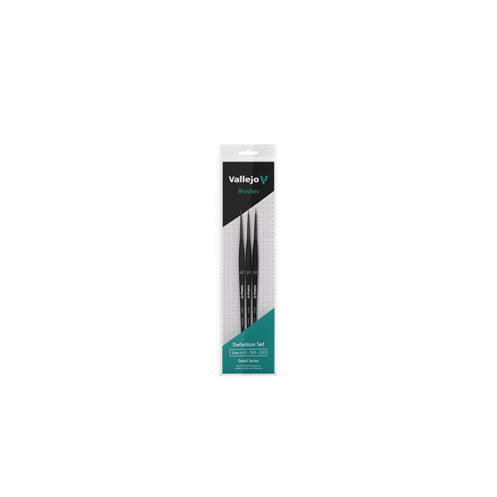 Vallejo - Brush Set / Detail - Definition Set - Synthetic Fibers (Sizes 4/0, 3/0 & 2/0) - BRUSHES