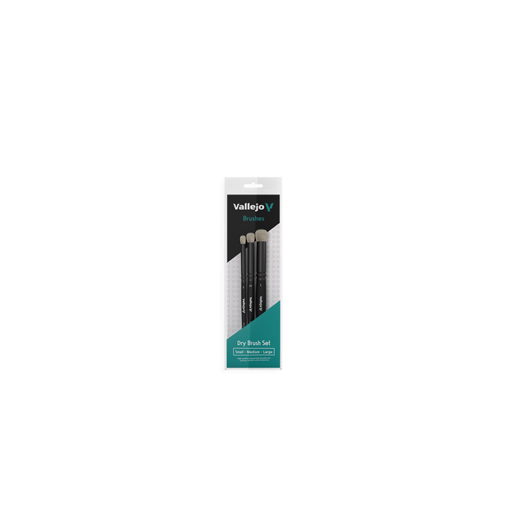 PINCEAUX - Vallejo - Brush Set / Dry Brush - Dry Brush Set - Natural Hair (S, M & L)