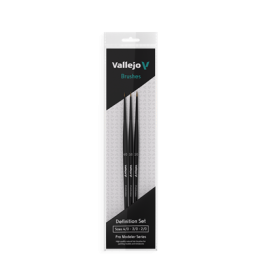 PINCEAUX - Vallejo - Brush Set / Pro Modeler - Definition Set - Natural Hair (Sizes 4/0, 3/0 & 2/0)