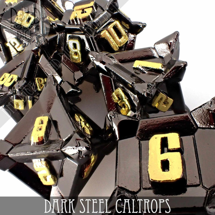 DÉS - Dark Steel Caltrops Metal Dice Set