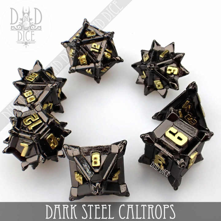 DÉS - Dark Steel Caltrops Metal Dice Set
