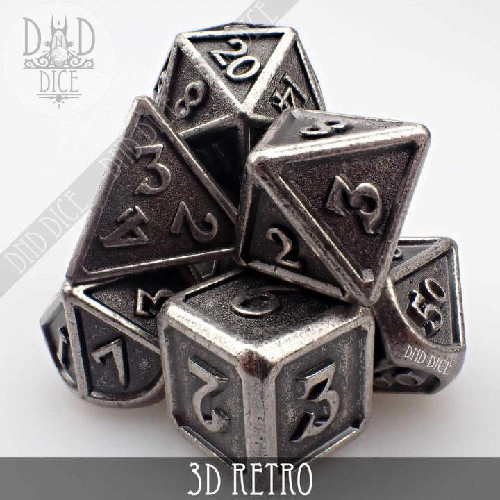 DÉS - 3D Retro Metal Dice Set
