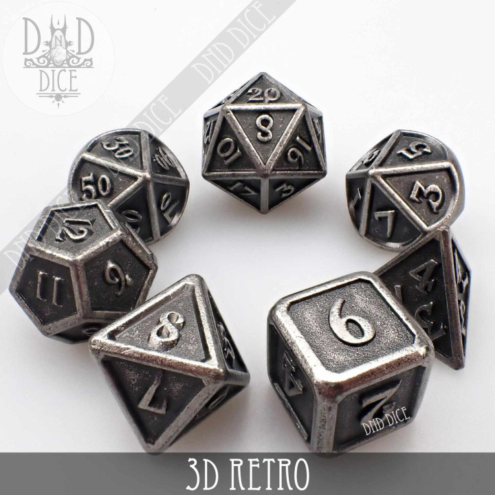 DÉS - 3D Retro Metal Dice Set