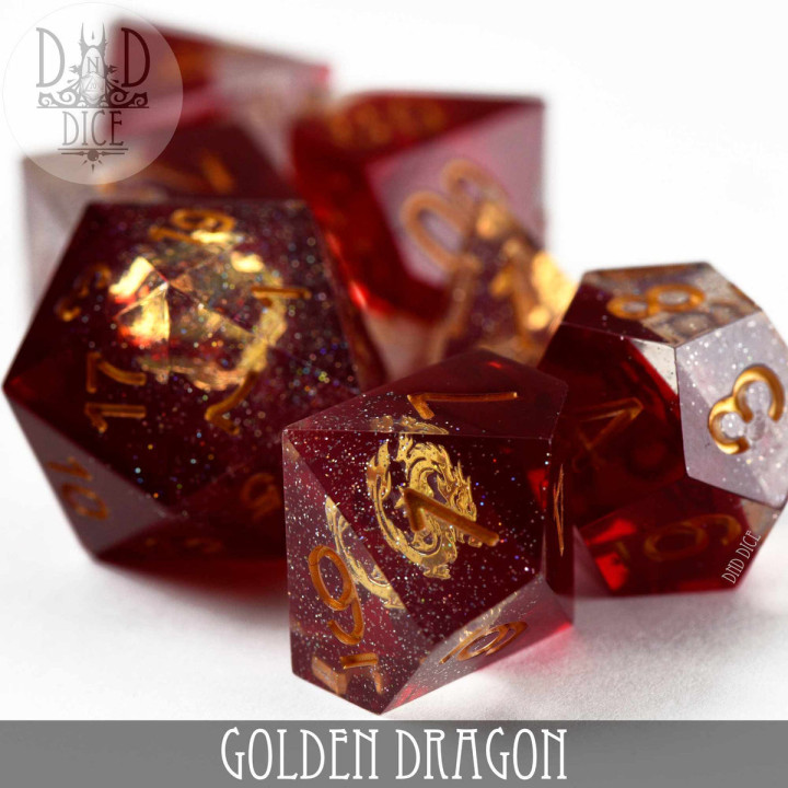 DÉS - Golden Dragon Handmade Dice Set