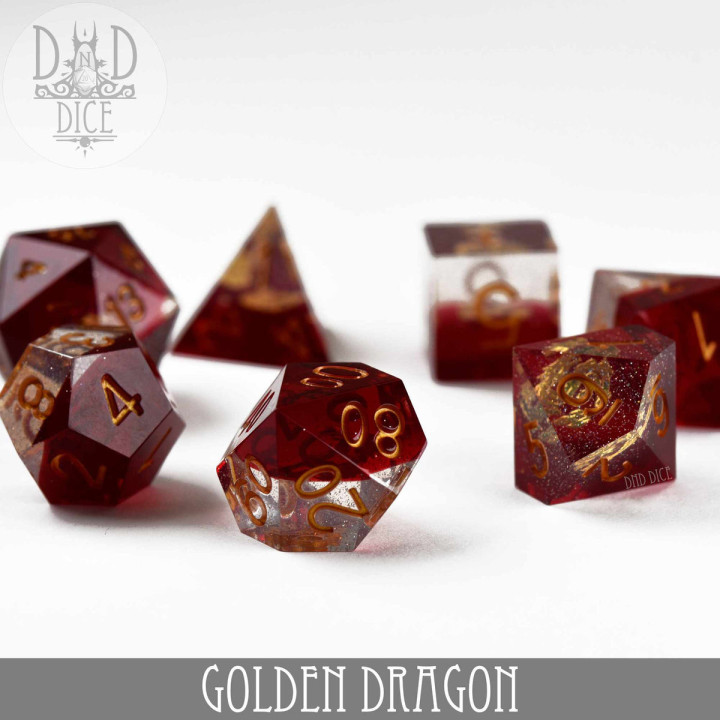 DÉS - Golden Dragon Handmade Dice Set