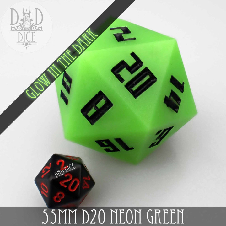 DÉS - 55mm D20 - Neon Green (Glow)
