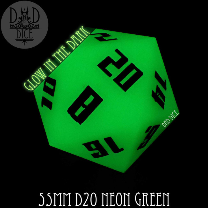 DÉS - 55mm D20 - Neon Green (Glow)