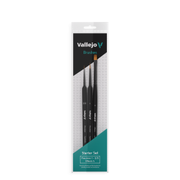 PINCEAUX - Vallejo - Brush Set / Precision - Start Set Round No.1, 3/0 Triangular Handle, Flat No.4, Synthetics