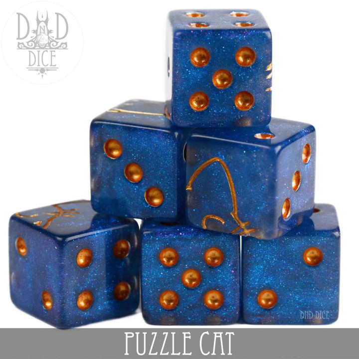 DÉS - Puzzle Cat 6D6 Dice Set