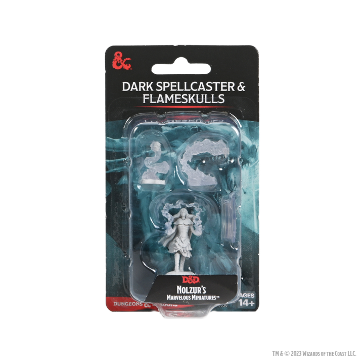 A TRIER - D&D Nolzur's Marvelous Unpainted Miniatures : Dark Spellcaster & Flameskulls