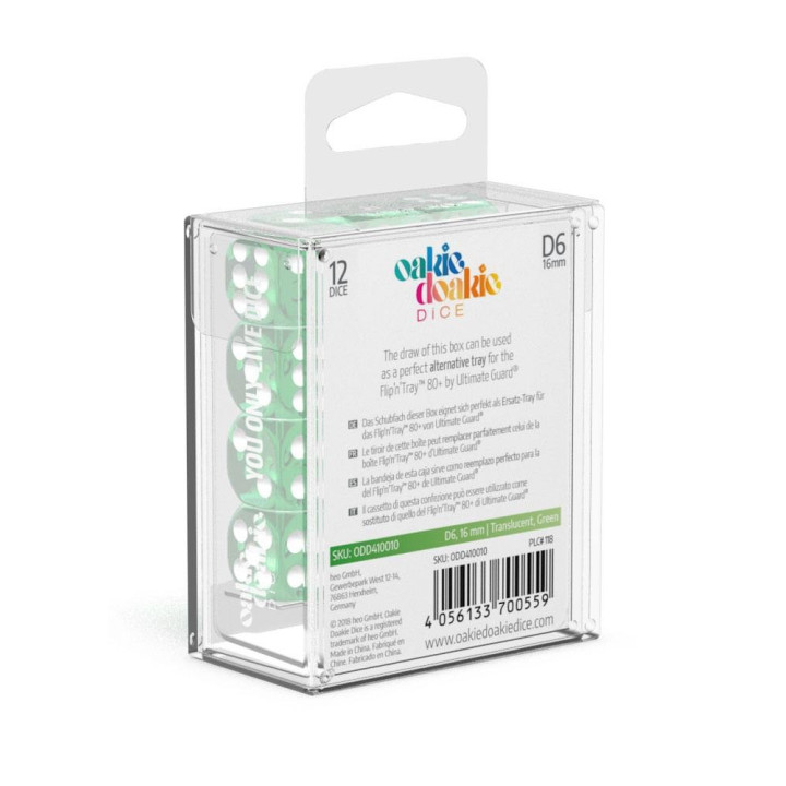 TRANSLUCENT - Oakie Doakie Dice - 12 D6 dice of 16 mm - Dice